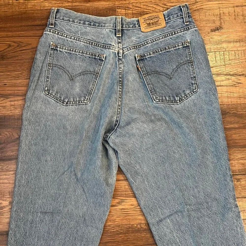 Vintage‎ 80s Blue Levis Orange Tab Women 34 High Waisted Tapered Leg Denim Jeans - Picture 4 of 8